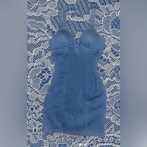 Chic Strapless Blue Dress